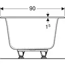 Ванна акриловая 190 х 90 х h46,5 см Geberit Soana, slim rim, Duo в комплекте с ножками 554.005.01.1