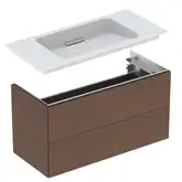 Шафка з умивальником Geberit ONE, 2 ящики, з укороченим вильотом, чорний горіх/натуральний шпон (500.385.00.1/500.395.01.1) (500.385.00.1_500.395.01.1)