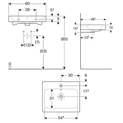 Geberit iCon Раковина подвесная 60x48.5 см, белая (124060000) Geberit iCon Раковина подвесная 60x48.5 см, белая (124060000)