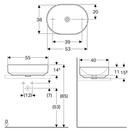 Geberit VariForm Раковина накладная, эллиптическая, белая (500.774.01.2) Geberit VariForm Раковина накладная, эллиптическая, белая (500.774.01.2)