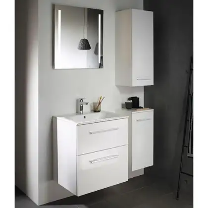 Geberit SELNOVA Square комплект: умывальник встроенный Slim Rim, с тумбой 58,8*50,2см, с 2мя ящиками, цвет белый глянец (501.236.00.1)