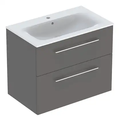 Тумба с раковиной Geberit Selnova Square slim rim 80 см, лава матовая (501.241.00.1)