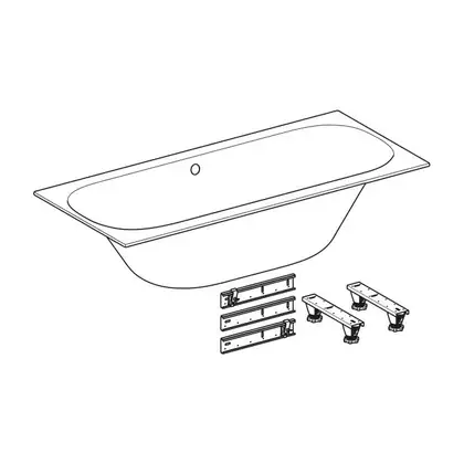 Ванна акриловая 190 х 90 х h46,5 см Geberit Soana, slim rim, Duo в комплекте с ножками 554.005.01.1