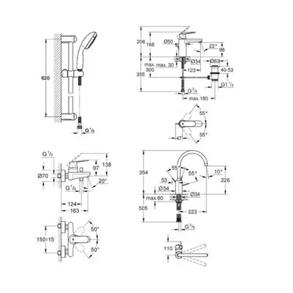 GROHE Набiр змiшувачiв Eurosmart Cosmopolitan 4 в 1, для ванни та кухні (126115MK) GROHE Набiр змiшувачiв Eurosmart Cosmopolitan 4 в 1, для ванни та кухні (126115MK)
