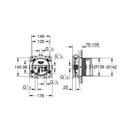 Душевая система скрытого монтажа Grohe Eurocube (цвет - хром) (234090SB)
