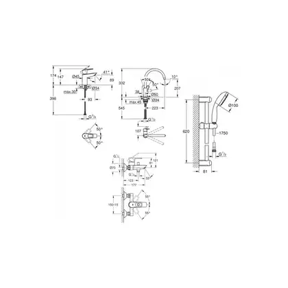 Набір змішувачів 4 в 1 BauLoop New (UA123225K0), Grohe Набір змішувачів 4 в 1 BauLoop New (UA123225K0), Grohe