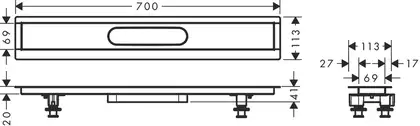 Дренажный канал 70 см Hansgrohe uBox universal (без корпуса) (56011180)