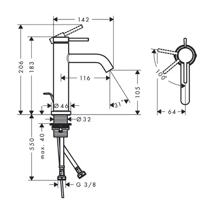 Hansgrohe Tecturis S Смеситель для раковины, хром (73314000) Hansgrohe Tecturis S Смеситель для раковины, хром (73314000)