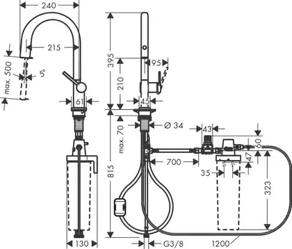 Hansgrohe Aqittura M91 FilterSystem 210, сталь (76803800)