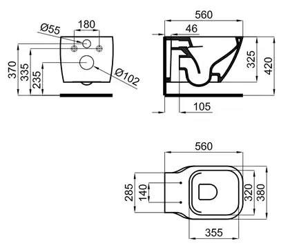 Підвісний унітаз Noken ESSENCE-C 560х380 мм RIMLESS з кріпленням, білий матовий (100312619) Підвісний унітаз Noken ESSENCE-C 560х380 мм RIMLESS з кріпленням, білий матовий (100312619)