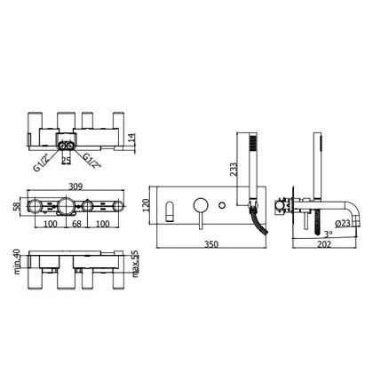 Paffoni Light Змішувач для ванни, сталь (LIG001ST) Paffoni Light Змішувач для ванни, сталь (LIG001ST)