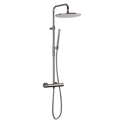Душова система Paffoni Light, з термостатом, верхня лійка 300 мм, Brushed Black Nickel (ZCOL646KLIQNKNSP)