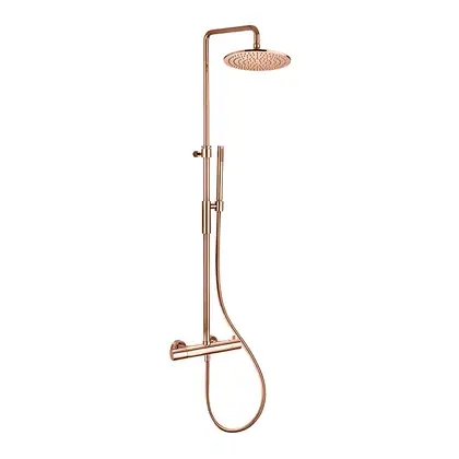 Душова система Paffoni Light, з термостатом, верхня лійка 300 мм, Brushed Copper (ZCOL646KLIQRMSP) Душова система Paffoni Light, з термостатом, верхня лійка 300 мм, Brushed Copper (ZCOL646KLIQRMSP)