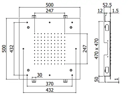 Верхний душ Paffoni CLEVELAND “Quadro” 500 х 500 мм (ZSOF129CR)