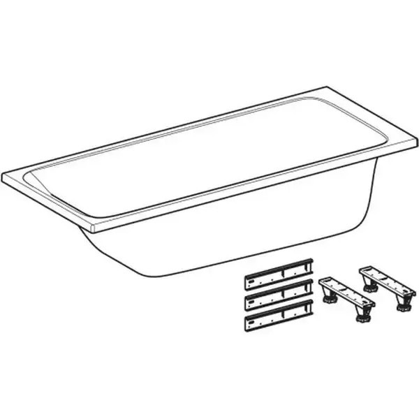 Ванна акриловая 170 х 75 х h46,5 см Geberit Tawa, slim rim в комплекте с ножками 554.121.01.1