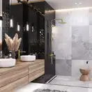 Душевой гарнитур Corsan LUGO GOLD с термостатом и изливом (CMN01TGLW)