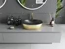 Умывальник (раковина) MEXEN VIKI BLACK BRUSHED GOLD накладной (MEX-21054877)