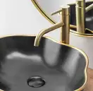 Смеситель для раковины (умывальника) REA LUNGO BRUSHED GOLD высокий (REA-B4526)