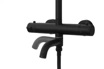 Душевой гарнитур Corsan LUGO BLACK MATT с термостатом и изливом (CMN01TBLW)