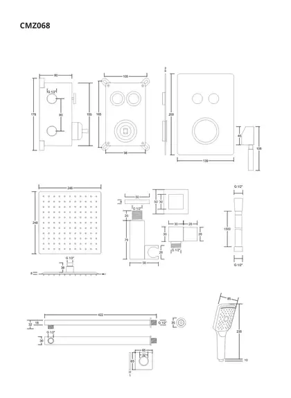 Душевая система CORSAN PLOMERIA CHROMЕ + BOX скрытого монтажа (CMZ068CH)