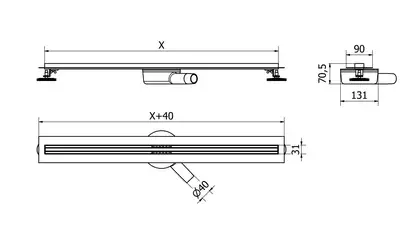Трап для душа MEXEN FLAT 360° SLIM GOLD золотой 140 см (MEX-1541140)