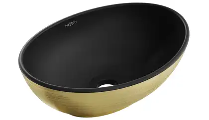 Умывальник (раковина) MEXEN ELZA BRUSHED GOLD BLACK MATT накладной (MEX-21014027) Умывальник (раковина) MEXEN ELZA BRUSHED GOLD BLACK MATT накладной (MEX-21014027)