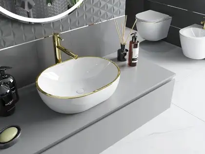 Умывальник (раковина) MEXEN VIKI WHITE GOLD EDGE накладной (MEX-21054805)