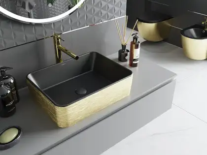 Умывальник (раковина) MEXEN CATIA BLACK GOLD BRUSHED накладной (MEX-21314877)