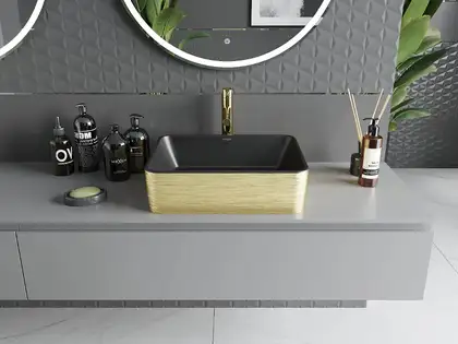 Умывальник (раковина) MEXEN CATIA BLACK GOLD BRUSHED накладной (MEX-21314877)