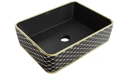 Умывальник (раковина) MEXEN CATIA BLACK DIAMOND GOLD накладной (MEX-21314879) Умывальник (раковина) MEXEN CATIA BLACK DIAMOND GOLD накладной (MEX-21314879)