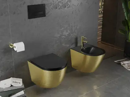 Подвесной унитаз MEXEN LENA BRUSHED GOLD BLACK MATT (MEX-30224077) Подвесной унитаз MEXEN LENA BRUSHED GOLD BLACK MATT (MEX-30224077)