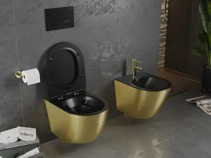 Подвесной унитаз MEXEN LENA BRUSHED GOLD BLACK MATT (MEX-30224077) Подвесной унитаз MEXEN LENA BRUSHED GOLD BLACK MATT (MEX-30224077)