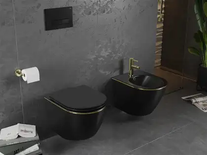 Подвесное биде MEXEN LENA BLACK MATT GOLD EDGE (MEX-35224875)