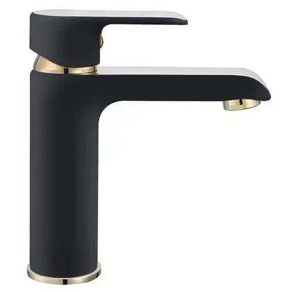Смеситель для раковины (умывальника) REA  BLOOM BLACK GOLD низкий (REA-B9933)