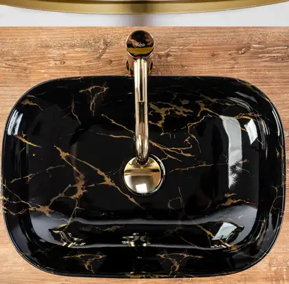 Умывальник (раковина) REA BELINDA BLACK MARBLE SHINY накладной черный (REA-U8907) Умывальник (раковина) REA BELINDA BLACK MARBLE SHINY накладной черный (REA-U8907)