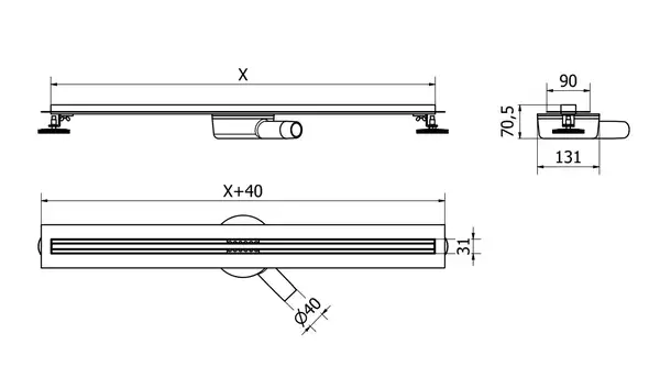 Трап для душа MEXEN FLAT 360° SLIM CHROME хром 70 см (MEX-1041070)