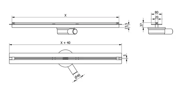 Трап для душа MEXEN FLAT 360° SUPER SLIM CHROME хром 80 см (MEX-1051080)