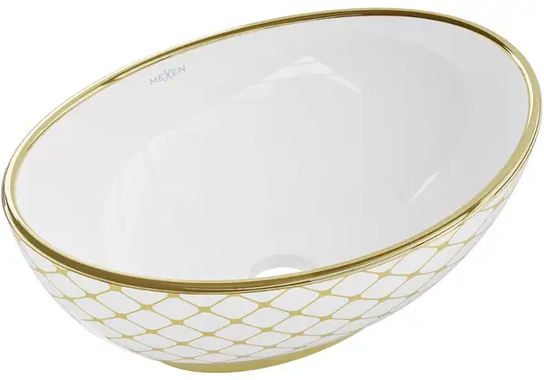 Умывальник (раковина) MEXEN ELZA WHITE DIAMOND GOLD накладной (MEX-21014009)