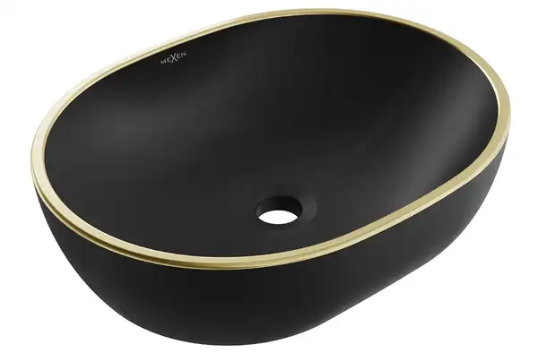 Умывальник (раковина) MEXEN VIKI BLACK GOLD EDGE накладной (MEX-21054875)