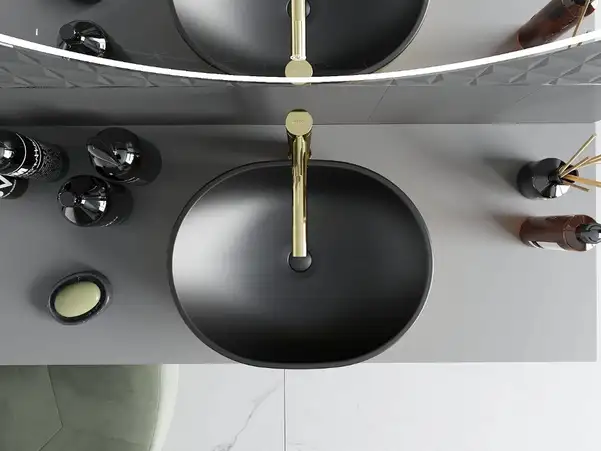 Умывальник (раковина) MEXEN VIKI BLACK BRUSHED GOLD накладной (MEX-21054877)