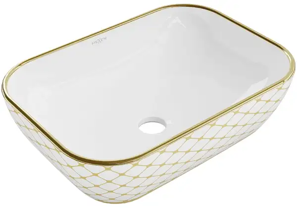 Умывальник (раковина) MEXEN RITA WHITE DIAMOND GOLD накладной (MEX-21084509)