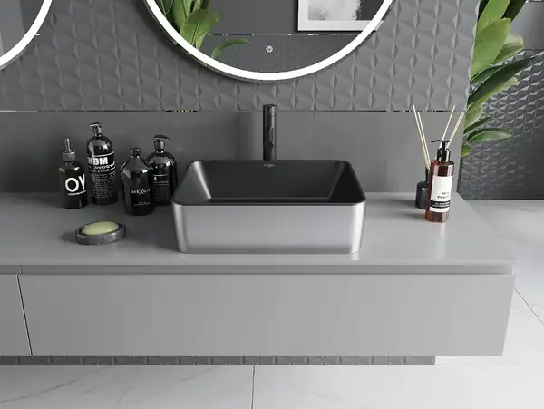 Умывальник (раковина) MEXEN CATIA BLACK SILVER накладной (MEX-21314874)