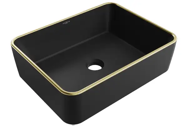 Умывальник (раковина) MEXEN CATIA BLACK GOLD EDGE накладной (MEX-21314875)