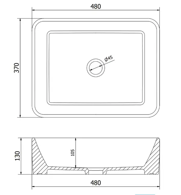 Умывальник (раковина) MEXEN CATIA BLACK GOLD EDGE накладной (MEX-21314875)