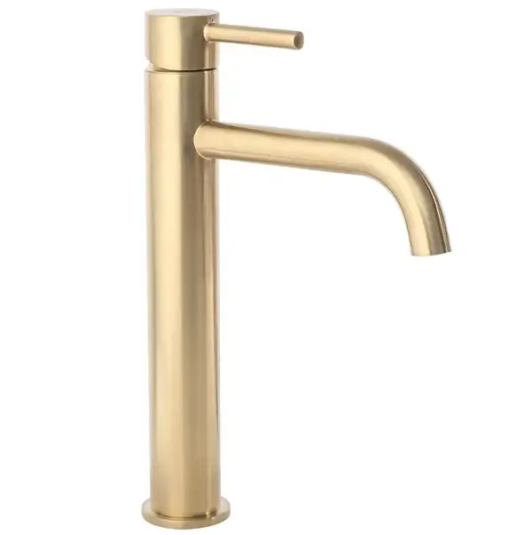 Смеситель для раковины (умывальника) REA LUNGO BRUSHED GOLD высокий (REA-B4526)