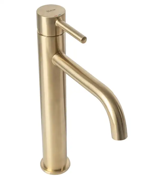 Смеситель для раковины (умывальника) REA LUNGO BRUSHED GOLD высокий (REA-B4526)