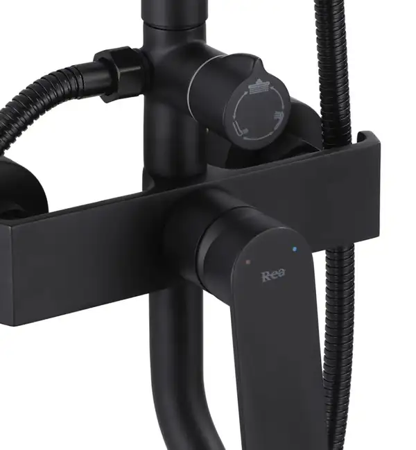 Душевой гарнитур REA HASS BLACK черный с изливом (REA-B9968)