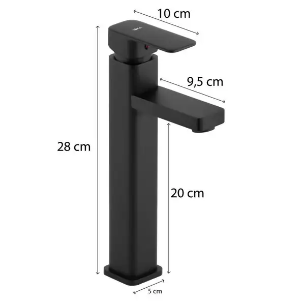 Смеситель для раковины (умывальника) Yoka SETO 36 BLACK черний высокий (BU.SETO-36-BLK)