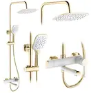 Душевой гарнитур REA MELIA GOLD WHITE с изливом (REA-P2406)