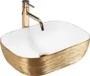 Умывальник (раковина) REA BELINDA BRUSHED GOLD WHITE накладной (REA-U7422)